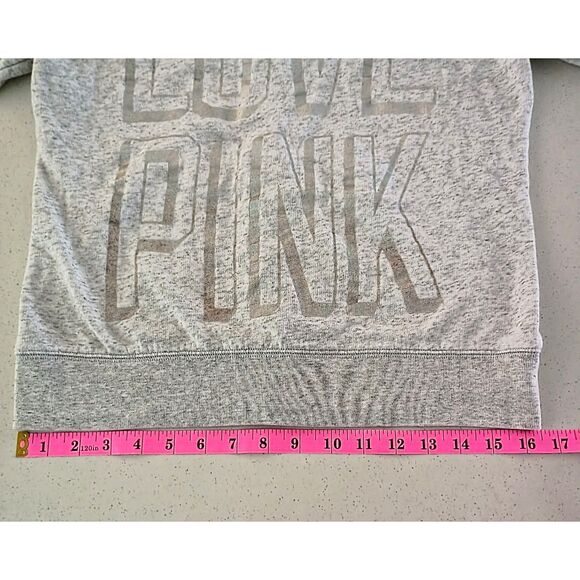 VS PINK Gray Zip-Up Hoodie – Size M (LOVE PINK Back) - Picture 9 of 11